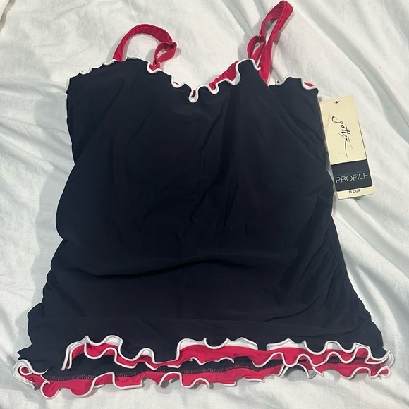NWT Profile by Gottex Women’s Black Tankini Swim Top Tummy Control 36D Underwire - Picture 2 of 6